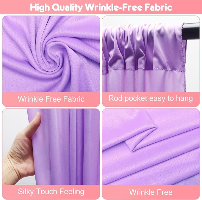 Asee'm Lavender Purple Backdrop Curtains Drapes - Image 3
