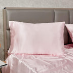 Pink Satin Pillowcase Queen Size Set of 2 for Hair and Skin,Pink Silk Pillowcase Breathable Pillowcase with Envelope Closure