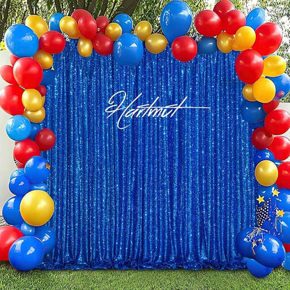 Navy Blue Sequin Backdrop Curtains, 2 Panels 4FTx8FT Blue Curtain Backdrop - Image 4