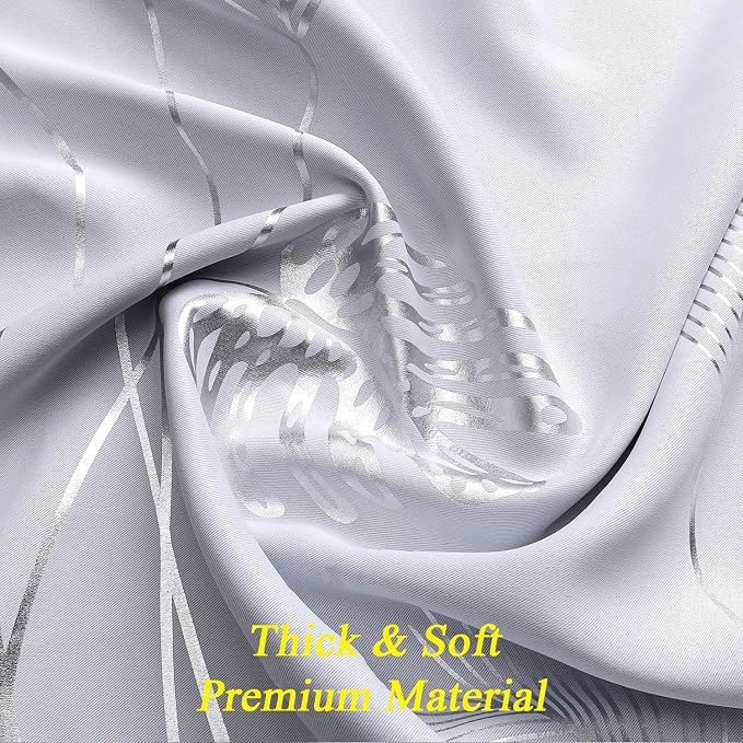 Greyish White Thermal Insulted Curtains 96 Inches Long Room Darkening Light - Image 5