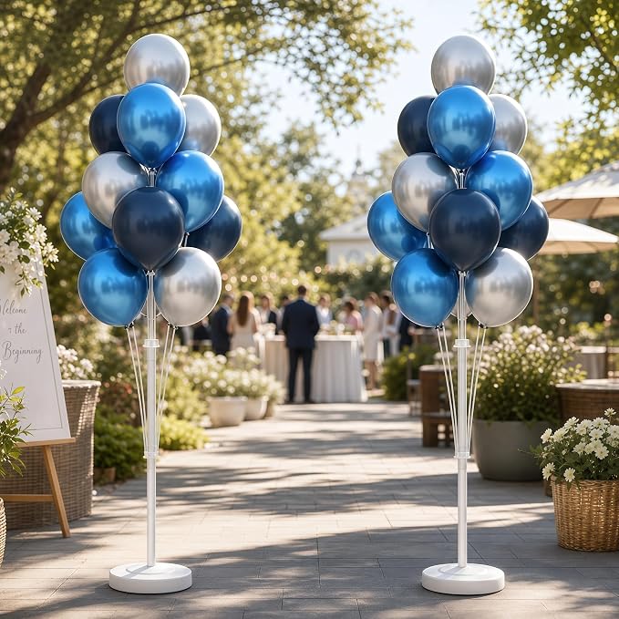 Blue Silver Balloon Column Stand - Image 7