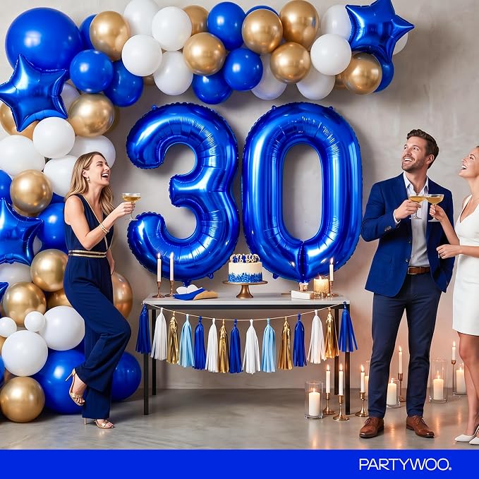 PartyWoo Number Balloons 40 Inch Blue Number 3 Kit - Image 4