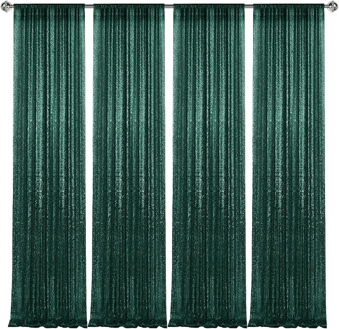 2×8FT-4PCS Hunter Sequin Backdrop Curtains Panels, Photography Backdrop Glitter - Image 8
