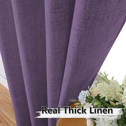 Tollpiz Linen Tier Curtains Rod Pocket Semi Sheer Short Kitchen Curtain Half - Image 3
