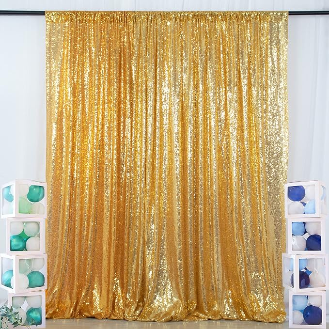 ShinyBeauty Gold Sequin Backdrop 5FTx7FT Photo Backdrop Shimmer Wall Sparkle by ShinyBeauty