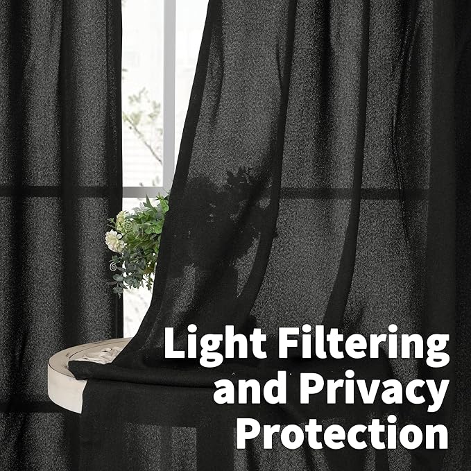 YoungsTex Black Linen Curtains 80 Inch Length - Image 3