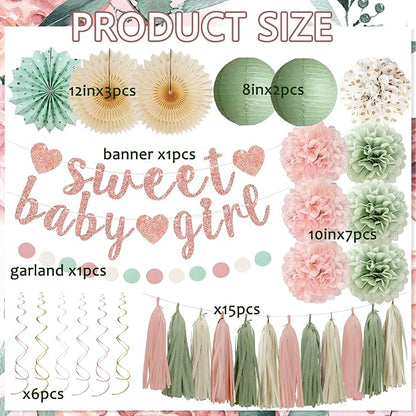 Sage Green and Blush Pink Baby Shower Decorations - Image 3