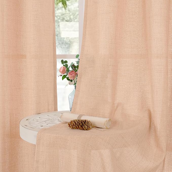 YoungsTex Peach Linen Curtains 45 Inches Long - Image 3