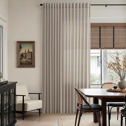 Ecru Linen Curtains for Living Room 126 Inches Long Light Filtering Semi Sheer - Image 4