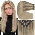 Full Shine Real Human Hair Extensions Clip ins 150 G Caramel Latte Rooted Highlight Hair Extensions Real Human Hair Clip ins 20 Inch 7 Pcs