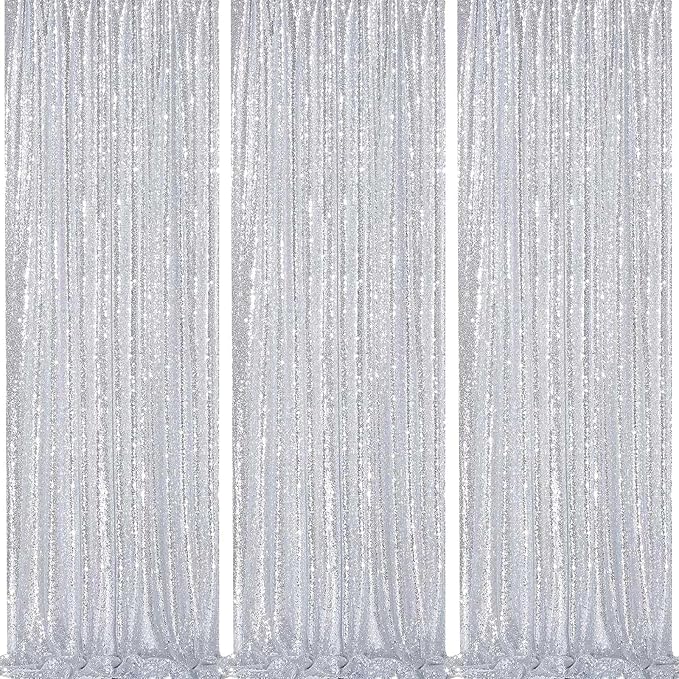 Silver Sequin Backdrop Party Decorations by QueenDream