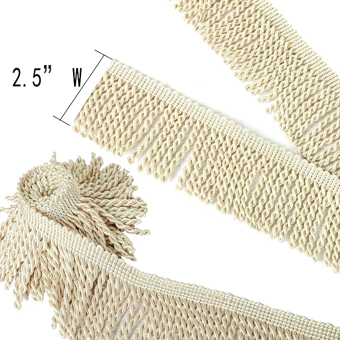 BEL AVENIR Bullion Fringe Trim Curtain Fringes 10 Yard x 2.5 Inches Sewing | - Image 3
