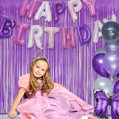 Purple Tinsel Fringe Party Backdrop - Image 3