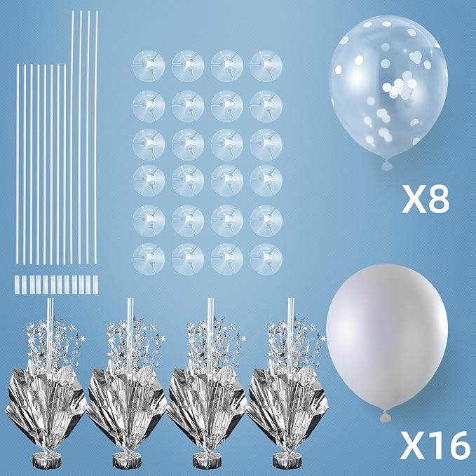 4 Set Silver Table Balloons Centerpiece Stand Kit - Image 7