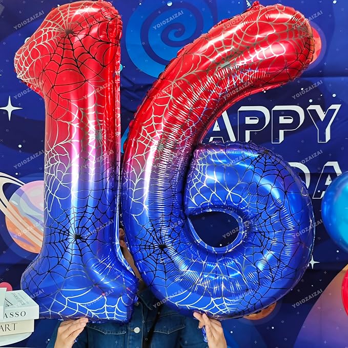 40 IN Red Blue Gradient Number 6 Balloon Large Digital 6 Foil Balloon | - Image 6