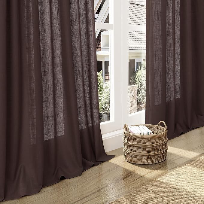 Coffee Linen Curtains 102 Inches Long - Image 6