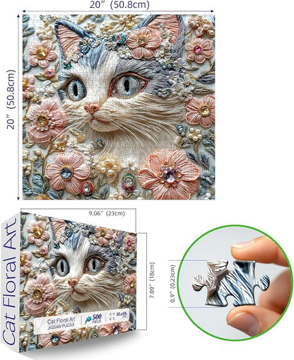 MINIWAN Cat Jigsaw Puzzles for Adults 500 Pieces, 20x20 Inch | Colorful Crystal - Image 2