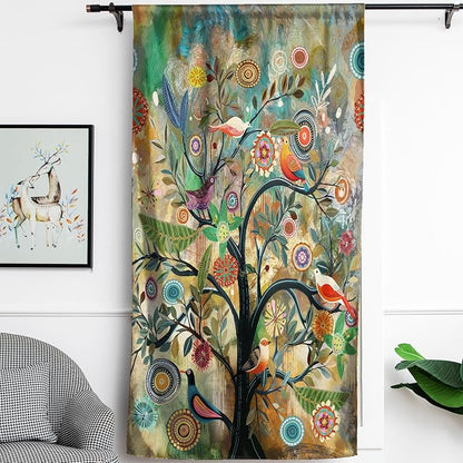 HMS Happy Memories Door Curtain, Tree of Life, 1 Panel | Rod Pocket, Thermal by HMSHappyMemoriesHomeDecorations