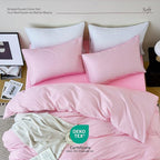 JELLYMONI 100% Natural Cotton Striped King Pillowcases Set, 2 Pack White and Thin Pink Striped Pattern Printed Pillow Covers with Envelope Closure(Pillows are not Included)