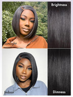 LUVME HAIR 8'' Blunt Cut Bob Wig Human Hair Pre Cut Glueless HD Lace Closure Wig Pre Plucked Mature Boss Side Parted Straigh Human Hair Short Wigs For Women