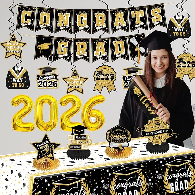Black and Gold Graduation Decorations 2026 Class of 2026 Decorations - Image 4