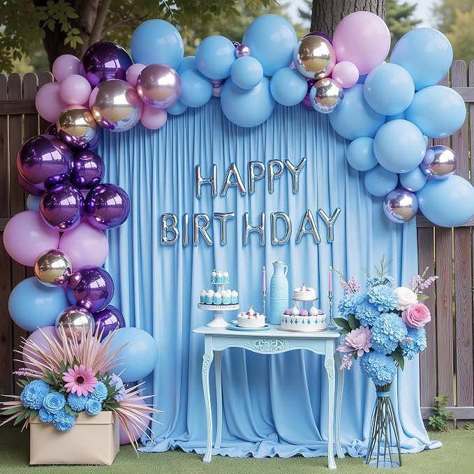 Blue Backdrop Curtain for Wedding Parties Backdrop Drapes 10x10FT | Wrinkle - Image 5
