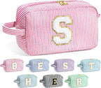 YOOLIFE Birthday Gifts for 6 7 8 9 10 11 12 13 14 15 Year Old Girl, Daughter Gifts, Teen Girl Gifts Trendy Stuff, Initial Makeup Bag, Pink S