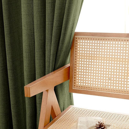 YoungsTex Olive Linen Curtains 90 Inch Length 2 Panels - Image 9