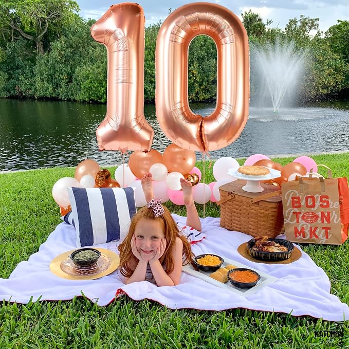 KatchOn Rose Gold 0 Number Balloons 40 Inch | Zero Balloon, Rose Gold Party - Image 3
