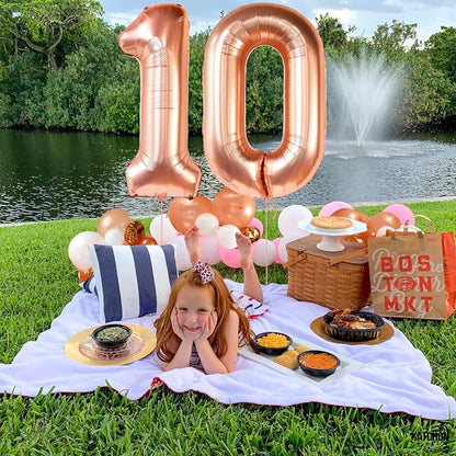 KatchOn Rose Gold 0 Number Balloons 40 Inch | Zero Balloon, Rose Gold Party - Image 3