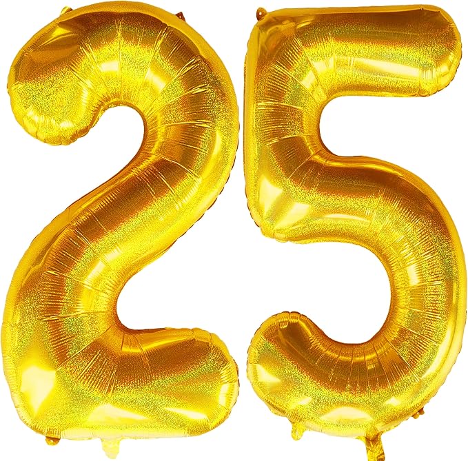 Jonhamwelbor 40 Inch Laser Gold 25 Balloon Numbers Foil Mylar Giant Balloon by Jonhamwelbor