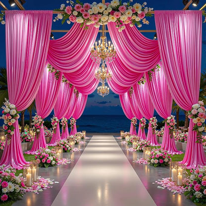 30x10ft Hot Pink Glitter Backdrop Curtain - Image 3