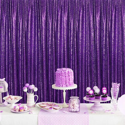 Purple Halloween Backdrop Purple Glitter Sequin Backdrop 2 Pieces 3x8FT | by QueenDream