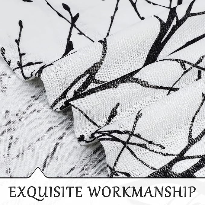 FMFUNCTEX Linen Black White Semi Sheer Patio Curtains 84 Inch Long 1 Panel | - Image 5