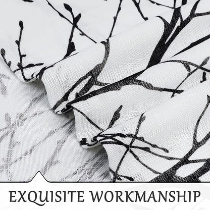 FMFUNCTEX Linen Black White Semi Sheer Patio Curtains 84 Inch Long 1 Panel | - Image 5