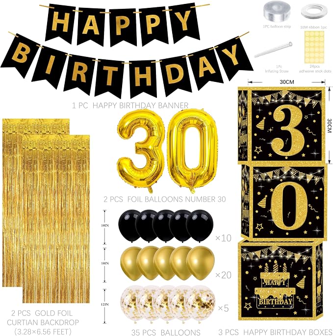 Gold 30th birthday decorations for him Men - Image 2