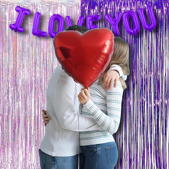 BRAVESHINE Party Streamers Backdrop | Tinsel Foil Fringe Curtains | 1 Purple 1 - Image 2