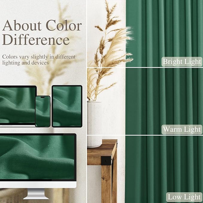 Dark Green Linen Curtains 72 Inch Length - Image 3
