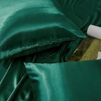 King Size Satin Pillowcase Set of 2 with Envelope Closure,Blackish Green Silk Pillowcase for Hair and Skin (20x36)