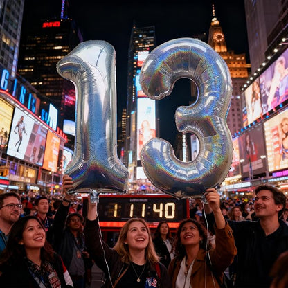Jonhamwelbor 40 Inch Laser Silver 13 Balloon Numbers Foil Mylar Giant Balloon - Image 5