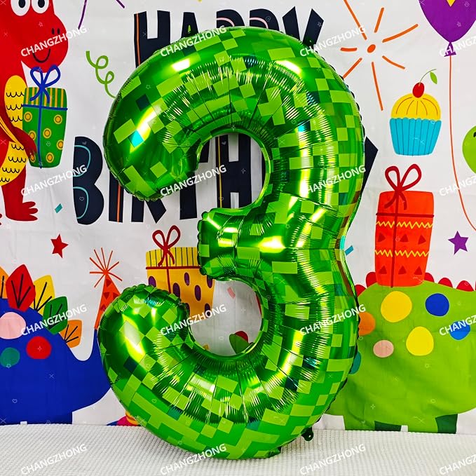 40 inch giant Green pixel miner game number 4 balloon | Large mining theme foil - Image 6