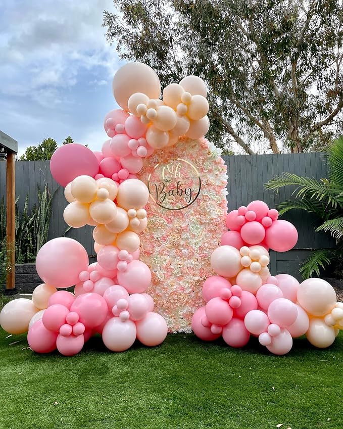 Light Pink Double Stuffed Balloons Different Size 115Pcs 5/10/12/18" Pink - Image 5