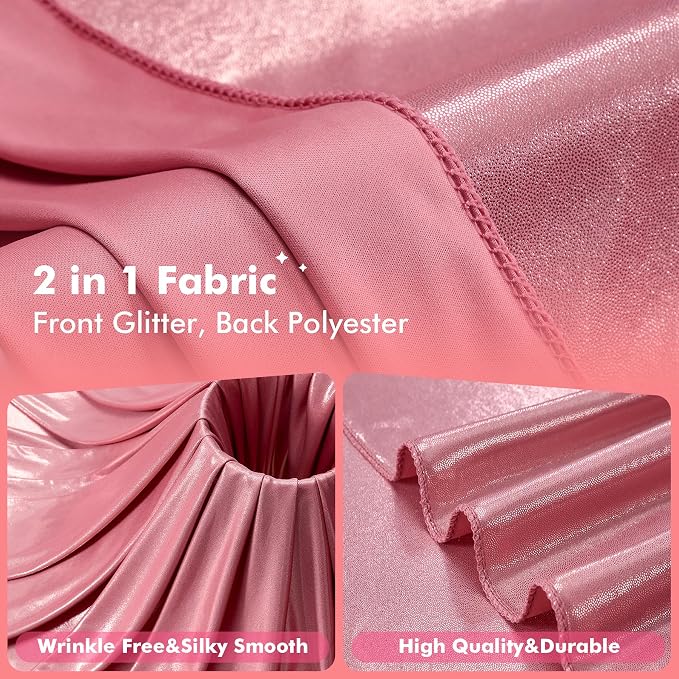 40x10ft Shimmer Rose Gold Sequin Backdrop Curtain - Image 2