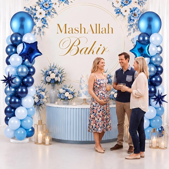 Skylety 2 Sets Blue Balloon Column Stand Kit Adjustable Metallic Blue Balloon - Image 4