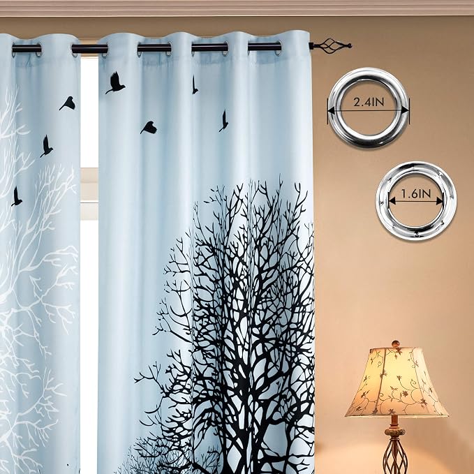 SUBRTEX Boho Leaf Printed Curtains 63 inch Long 2 Panels, Room Darkening - Image 3