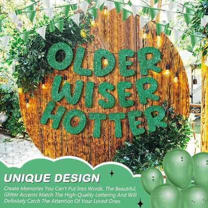 Fulmoon Set of 3 Pre Strung Older Wiser Hotter Glitter Banner Funny Birthday - Image 5
