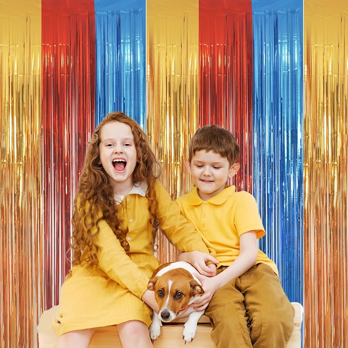Gold Red Blue Party Backdrop - Image 4