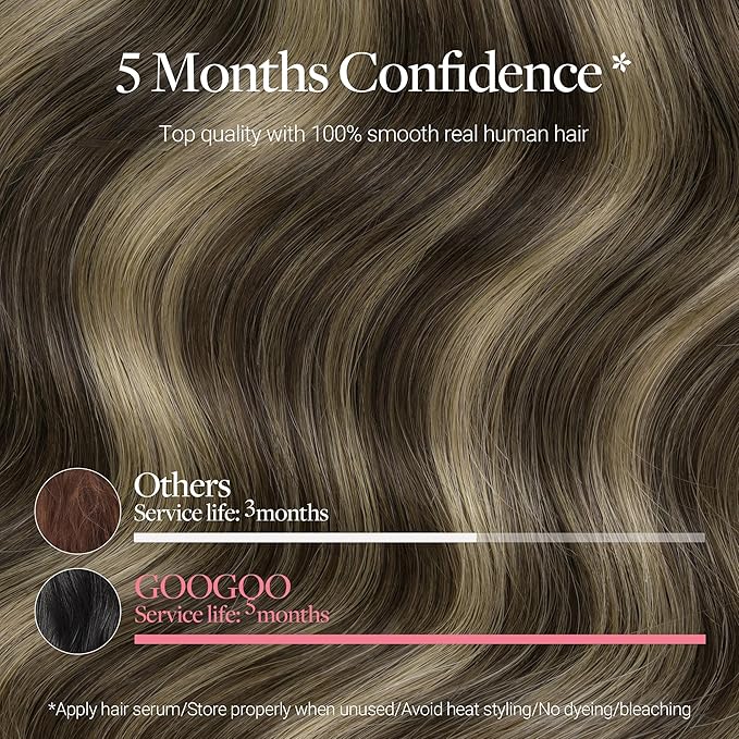 GOO GOO Clip in Hair Extensions Real Human Hair, Remy Human Hair Extensions Clip ins for Women, Natural Human Hair, 22inch 150g 9Pcs, 4/26/4 Balayage Chocolate Brown to Honey Blonde