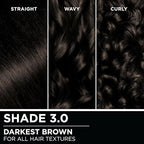 Garnier Hair Color Olia Ammonia-Free Brilliant Color Oil-Rich Permanent Hair Dye, 3.0 Darkest Brown, 2 Count (Packaging May Vary)
