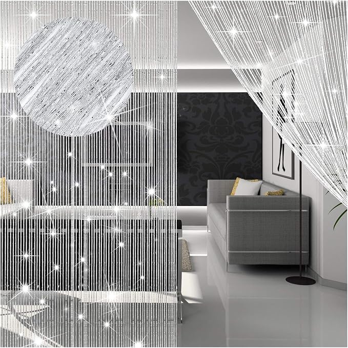 WILLBOND 4 Pcs String Curtains Glitter Fringe Curtains by Willbond+Technology+Limited